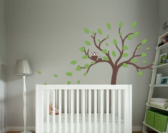 Tree and Owls Wall Decal - Tree Decal - Tree Wall Decal - Baby Nursery Wall Decal