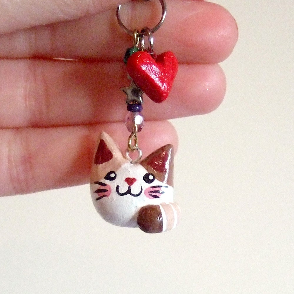 kawaii kitty cat - cell phone charm / usb charm