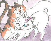 Original Art ACEO - Playful Kittens - Cats Series