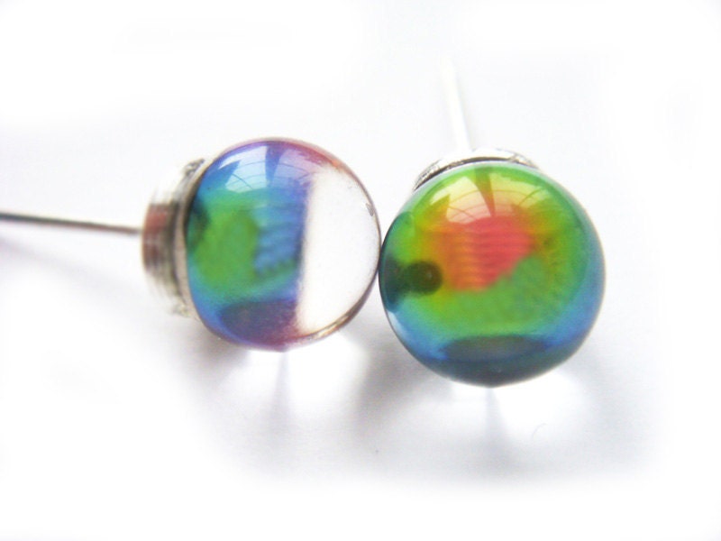 Rare Rainbow Vintage Swarovski Crystal Ball Earrings
