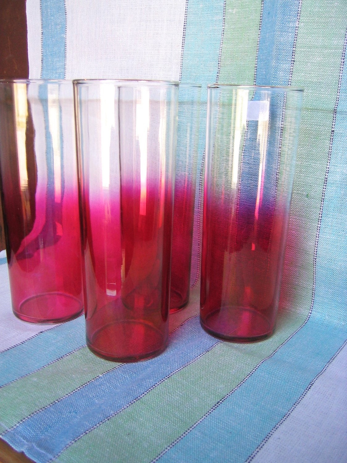 Flashed Red Ice Tea Drinking Glasses Set of by