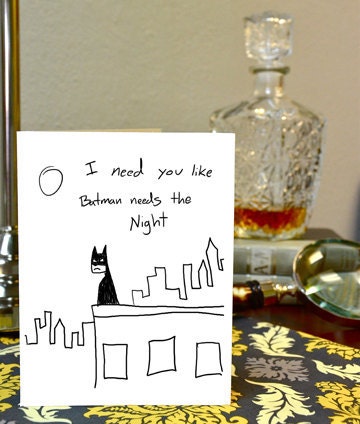 Batman Greeting Card The Dark Knight Hand Drawn Nerdy Card