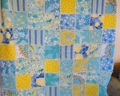 Quilt - Lilly Pulitzer Blue/Yellow Fabric - Perfect for Dorm