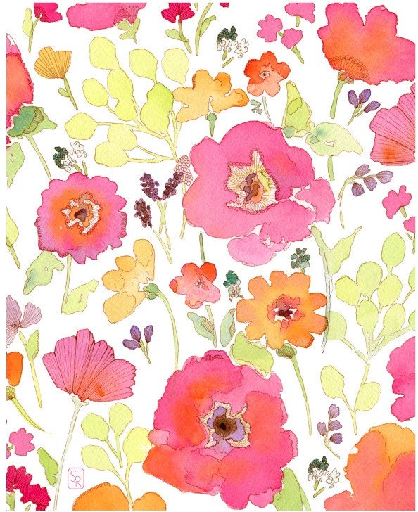 Watercolor Painting Art Illustration Floral Print In the Beginning
