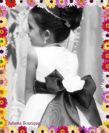 FREE FLOWER HEADBAND White or ivory flower girl dress with petals in the tulle skirt. Crinoline puffy ballerina style tutu dress.