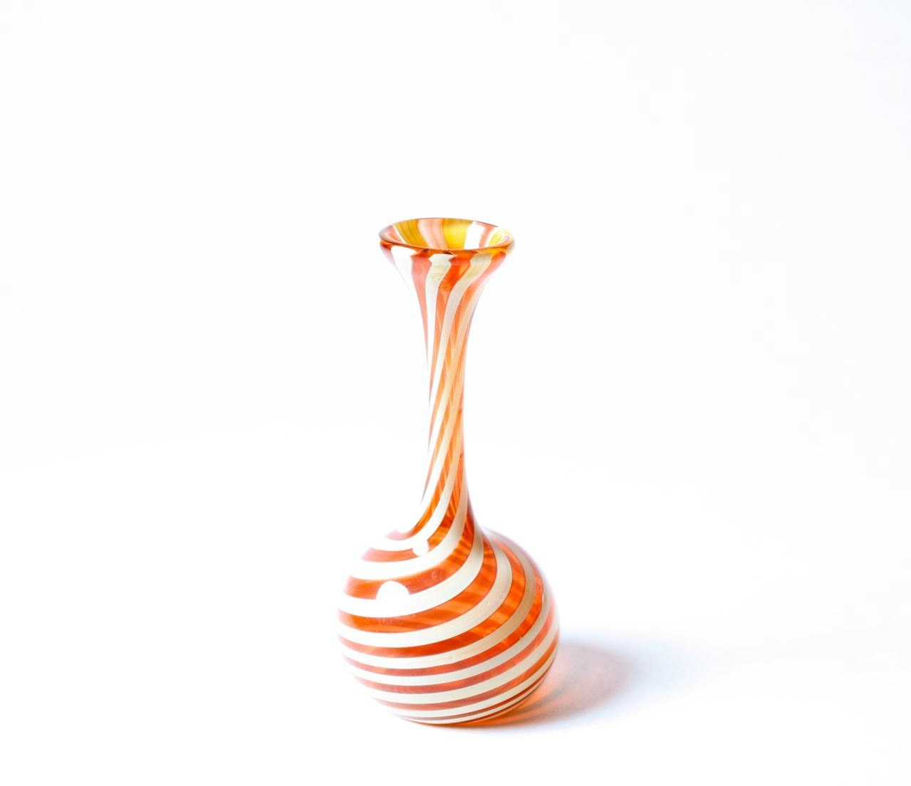 Miniature Amber & White Striped Vase