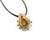 Exotic Green Burst Geode Pendant