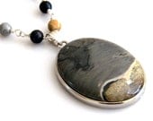 Jasper and Agate Sterling Silver Necklace
