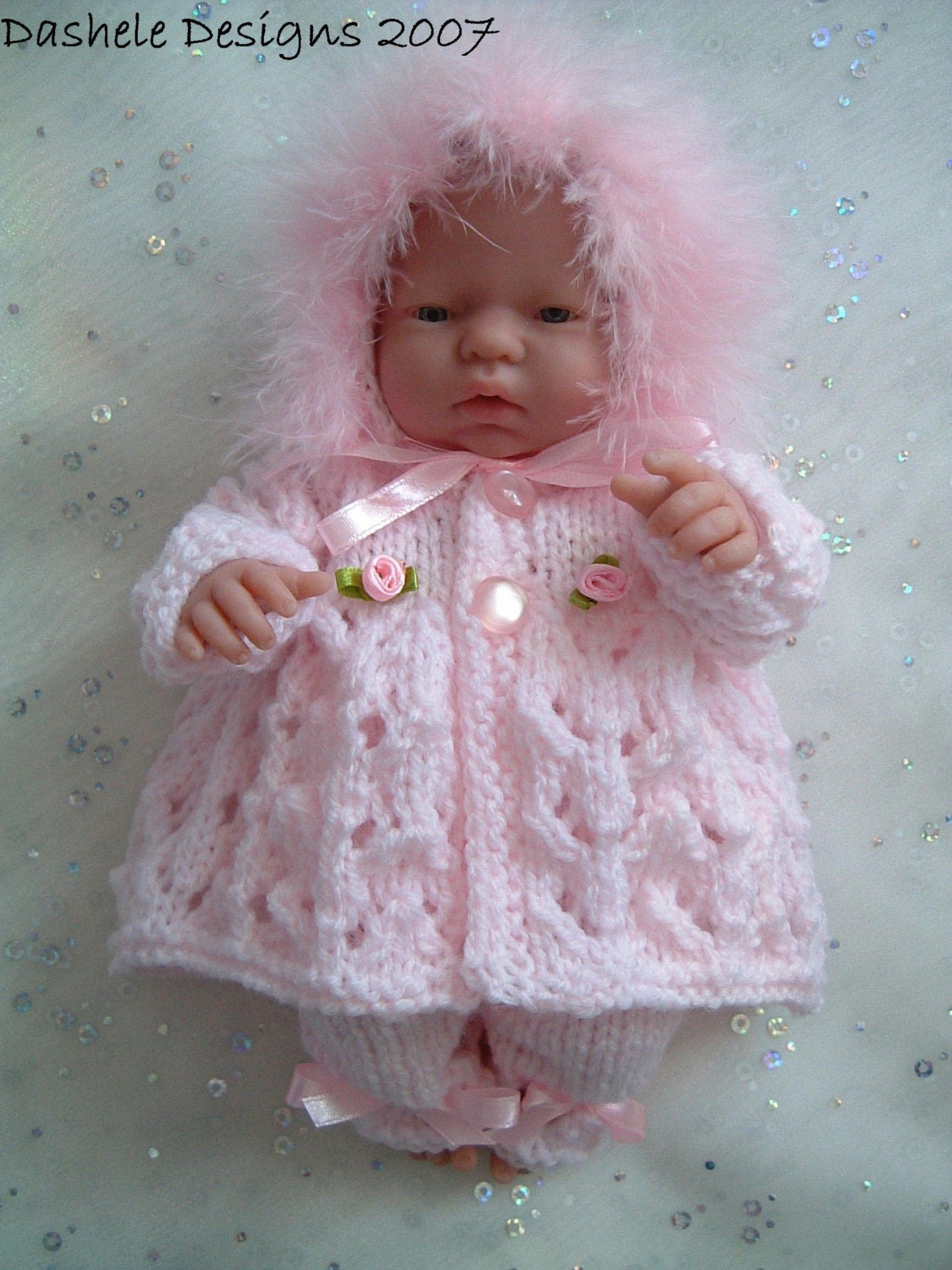 Knitting pattern for 10 inch dolls, Emmy, Berenguers