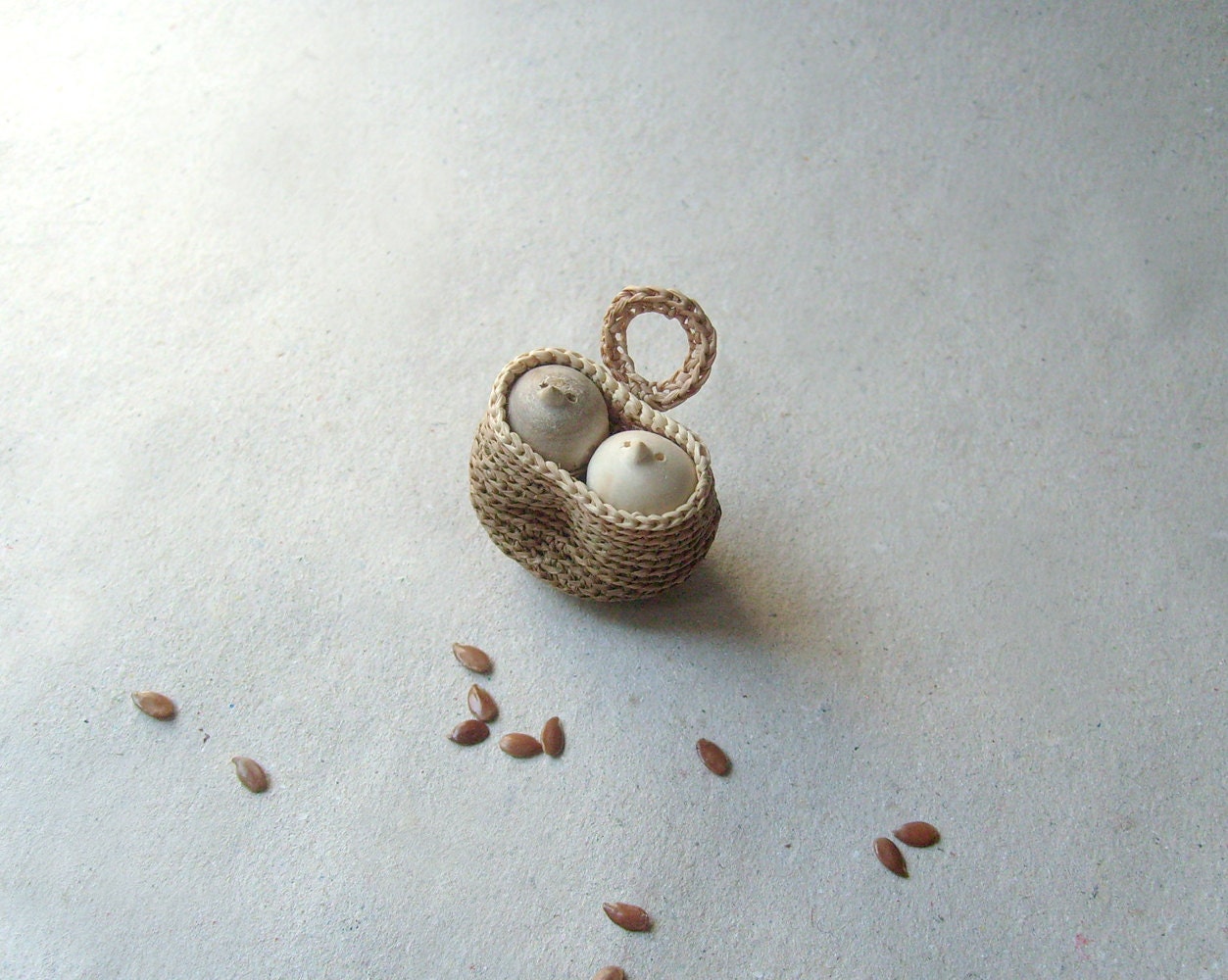 Miniature nest with two swallows, native wall art