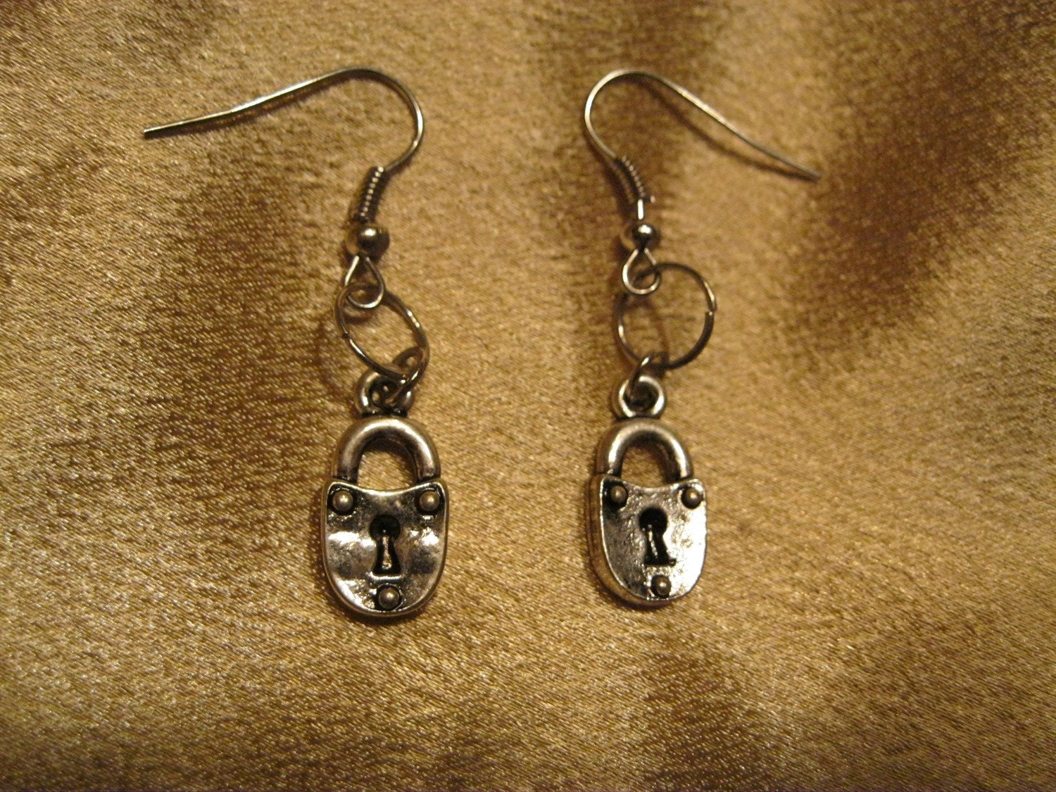 Steampunk silver lock earrings