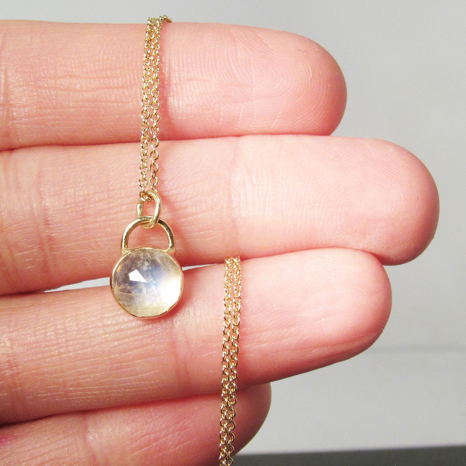 Gold Rainbow Moonstone Necklace