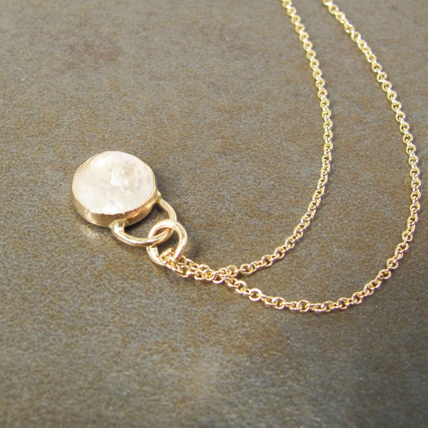 Gold Rainbow Moonstone Necklace