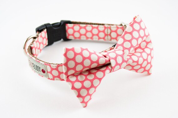 Pink Honeycomb Bow Tie Dog Collar