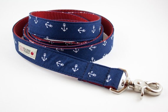 Navy Blue Anchor Dog Leash