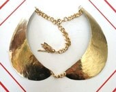 Brass Peter Pan Collar Necklace, Hammered Brass, Gold Chain, Tassel - The Maude Collar