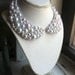 Metal Peter Pan Collar Bib Necklace -- Pearl and Rhinestone