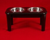 Elevated Dog Feeder Solid Oak Wood 8 High One Quart Bowls FREE NAME and STAIN