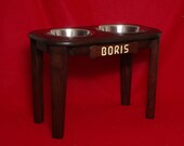 Elevated Large Dog Feeder Bowl 18 Inch Solid Oak Wood 5 Quart  & Three Quart FREE NAME and STAIN