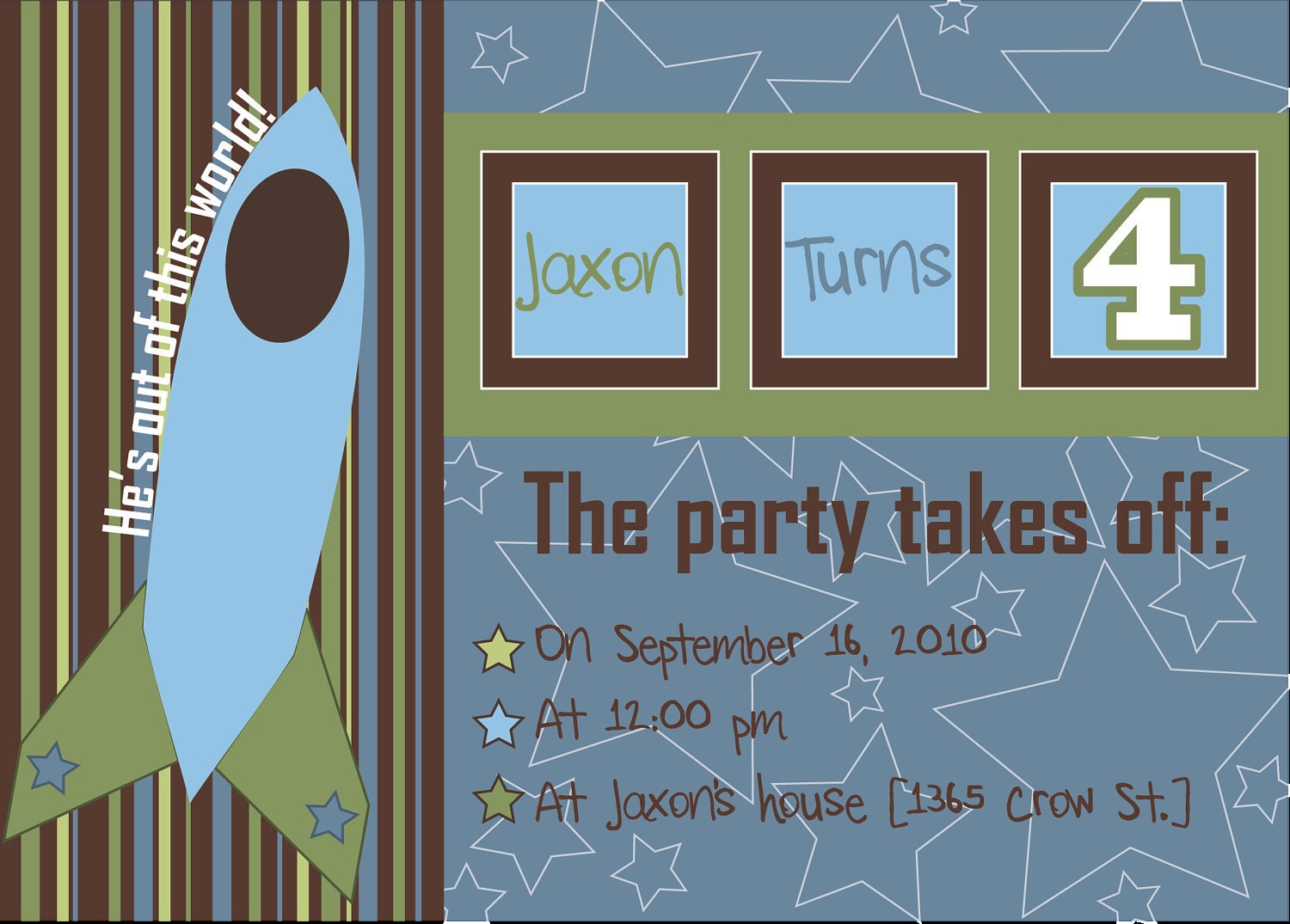 Rocket Ship Birthday Party Invitations