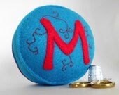Personalized Custom Pincushion - You choose the letter & colours - recycled felt hand sewn pin cushion