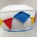 SALE - Bright felt bunting on white recycled felt pincushion handsewn