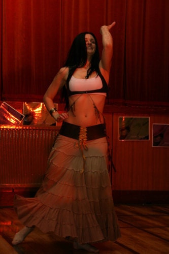 4 Panel Leather panel Belt (Medium) Blue ribbon - steampunk - burning man - festivals - bellydance, Please read Description for size