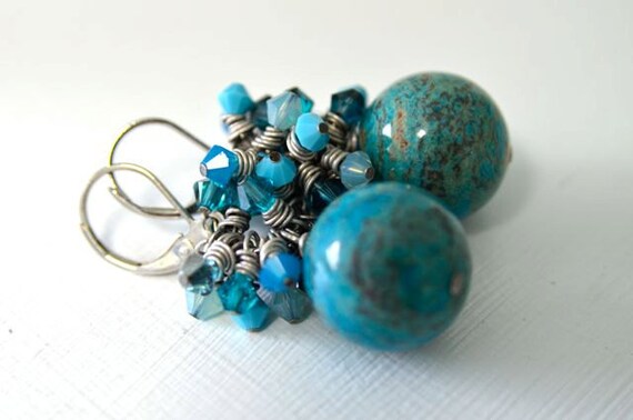 Imperial Turquoise Earrings Crystal Earrings Ready to Ship