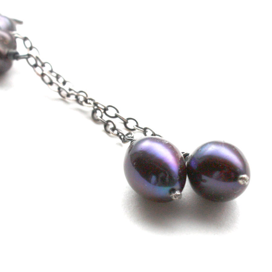 Peacock Pearl Earrings Chain Earrings Dangle Earrings   -  Naiad's Favour