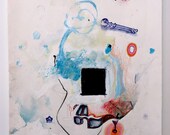 Black Square - Fine Art Original Painting Mixed Media 30x22