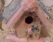 Shabby Chic Pink Birdhouse with Bluebirds