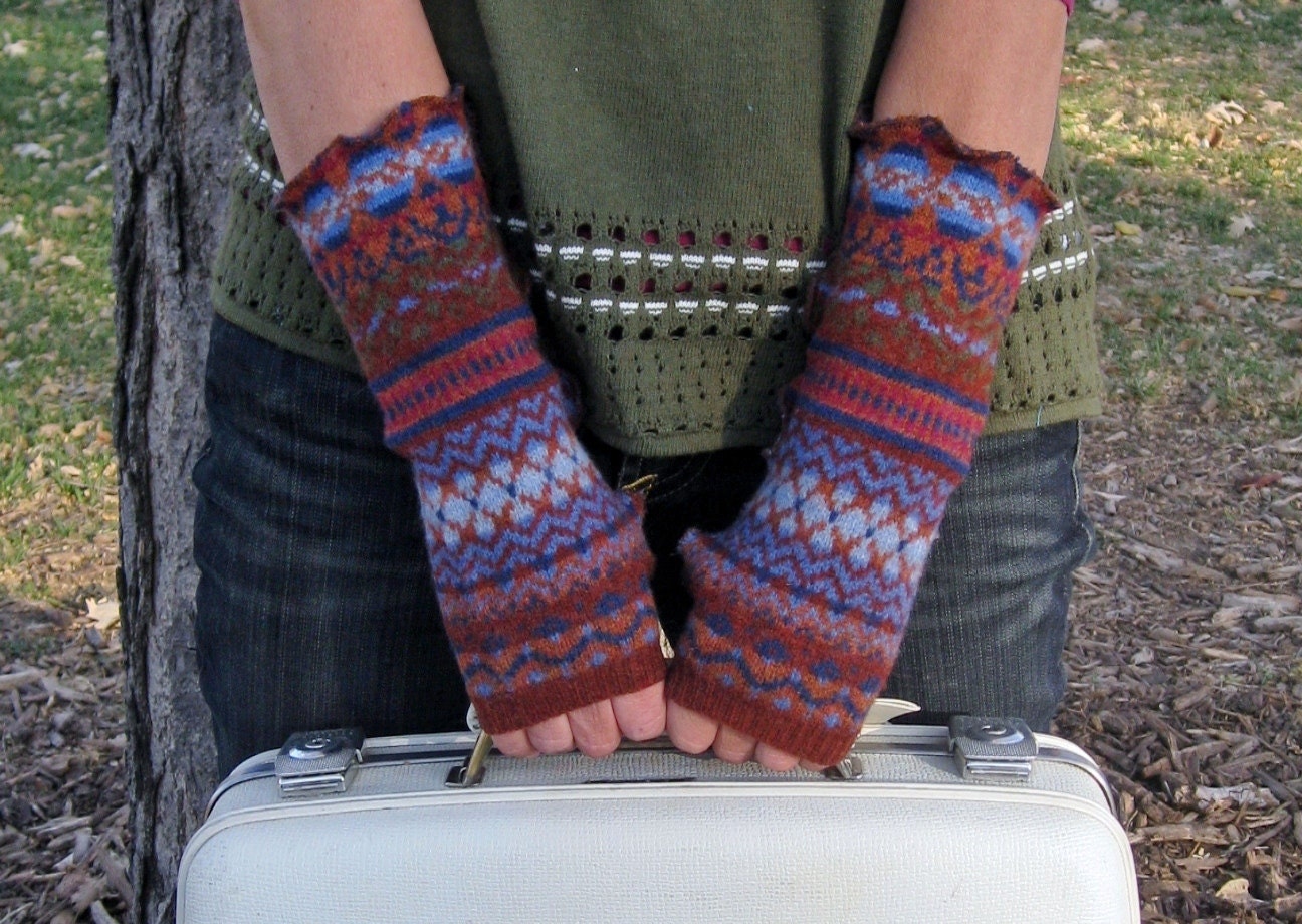 Eco Friendly Upcycled Sweater Fingerless Wrist Warmers