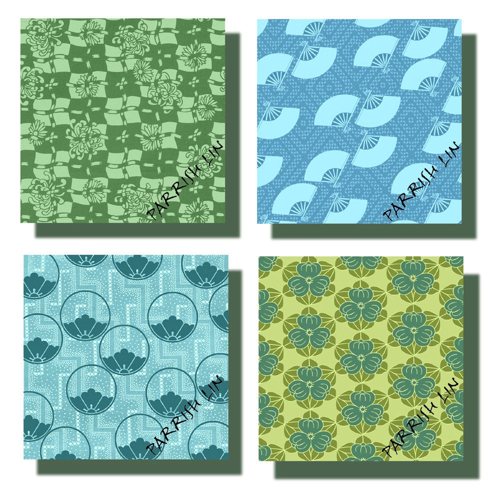 3 Inch Squares,  Digital Art, Original Designs, Digital Origami, 12 Designs,  Download and Print, Vintage Japanese Designs  CS 33