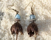 Just Reduced Normally 35 dollars Vintage Blue Eyed Tiny Dancers Metal Work Earrings