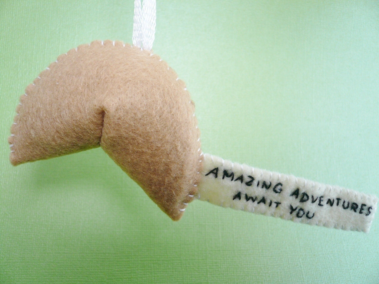 Inspiring Fortune Cookie Ornament - Amazing Adventures Await You - tree decoration