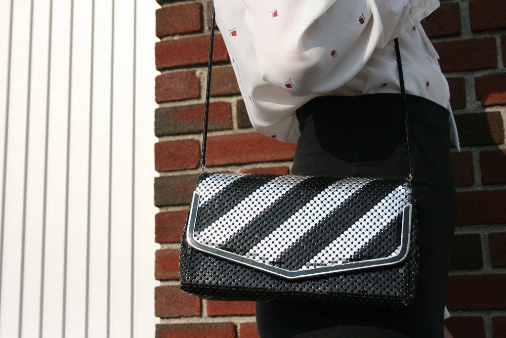 S A L E - - Sequin Metalic/Black Clutch