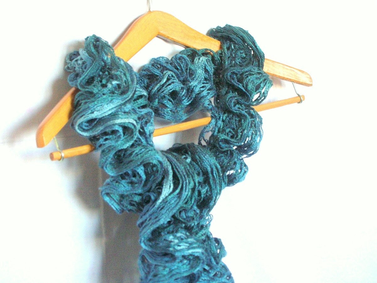 RESERVED - Turquoise Blu Butterfly long handknitted soft scarf