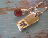 Angel Stamped Necklace - READY TO SHIP - Sterling Silver - Garnet - Guardian Angel - TakeFlightBoutique on Etsy