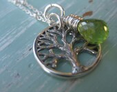 Tree of Life Necklace - READY TO SHIP - Green Peridot - Sterling Silver - TakeFlightBoutique on Etsy