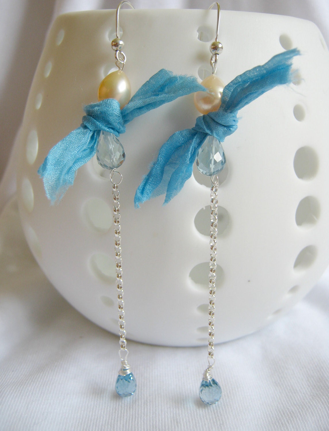 SALE Blue Dream-Long Dangle Earrings,Long London blue topaz, Swiss blue topaz Earrings Dangle Sterling Silver