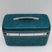 Vintage Metallic TEAL Blue Samsonite Train Case with KEY