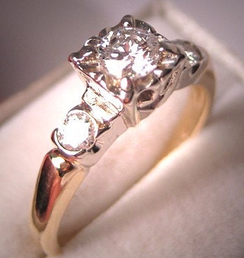 Antique Diamond Wedding Ring Vintage Art Deco Era Engagement