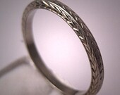 Vintage Wedding Ring Band Antique Art Deco 18K White 5