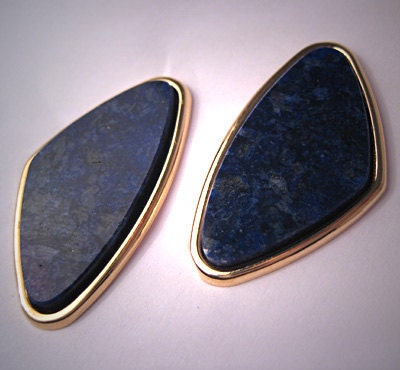 Estate Lapis Earrings 14K Gold Fine Vintage Jewelry