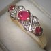 ON SALE 10% OFF Vintage Ruby Diamond Wedding Ring Band Art Deco Style