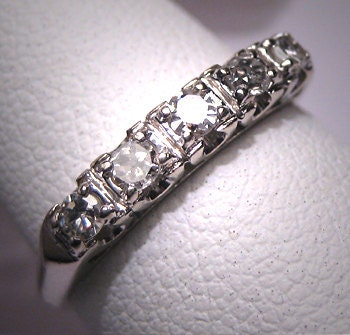 ON HOLD Antique Diamond Wedding Band Ring Vintage Art Deco 30s
