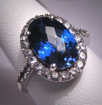 Vintage Sapphire Wedding Ring Retro Art Deco Style Ster