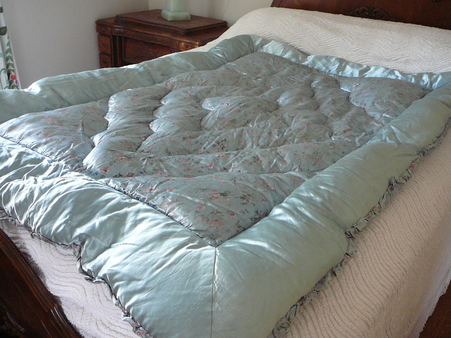 Blue Vintage Full Eiderdown Quilt by DreaminParis on Etsy