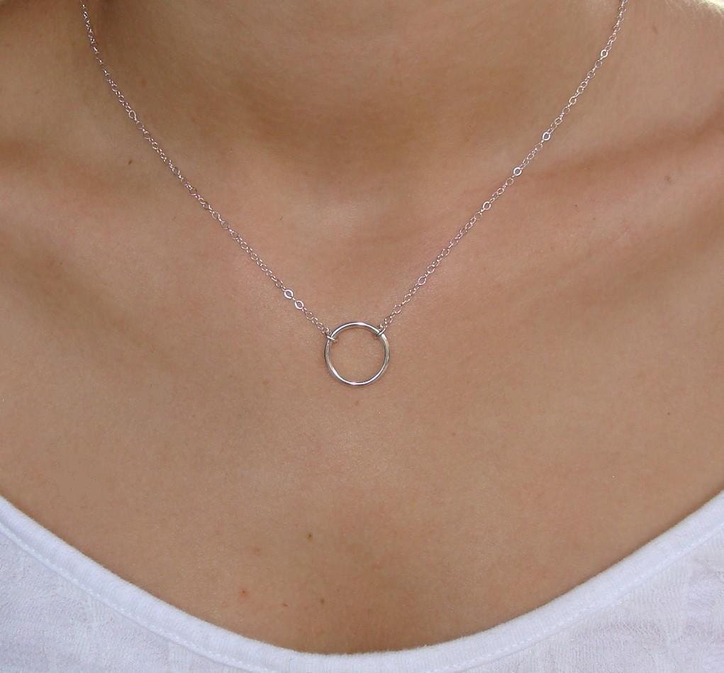 Sterling Silver  Eternity Circle Necklace - Small Circle, Infinity , Mom, Sister, Daughter, Girlfriend, Wife, Great Gift for her