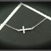 Sideways Cross Cz Necklace - Sterling Silver Cz Horizontal Cross - Kelly Ripa, Faith Jewelry, Gift, Bridesmaid Gifts